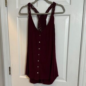 Maurices Burgundy Button-Down Tank Top